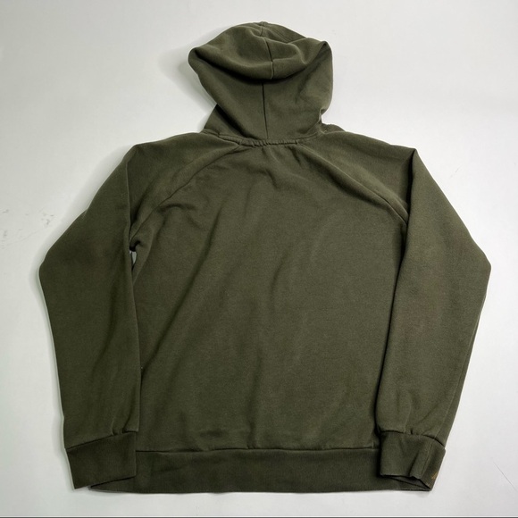 MYSTYLE Olive Green Soft Crisscross Grommet Cozy Hoodie Fleece Lined Sweater - Picture 4 of 7